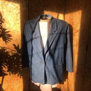 70s Denim Blazer 2X Jean Jacket for Work Koret XL